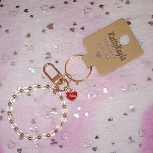 Gold and Red Keychain Bracelet